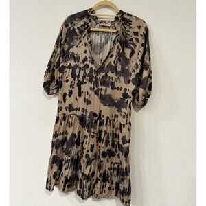 Chic Sofia Neutral Tie-Dye Tiered Mini Dress - M/L